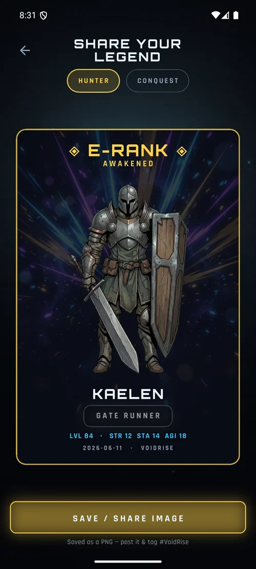 Hunter rank evolution card